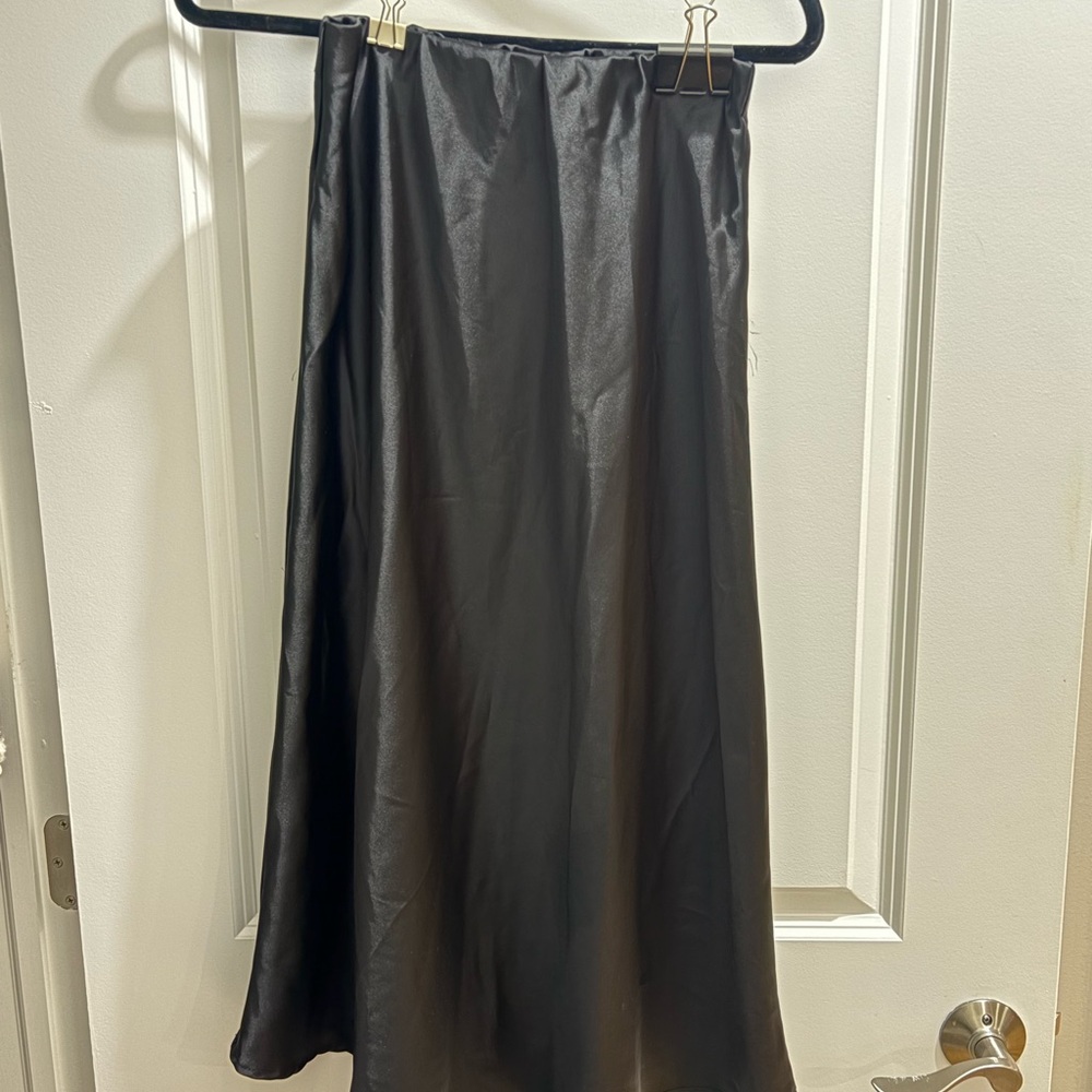 Elegant Black Satin Skirt